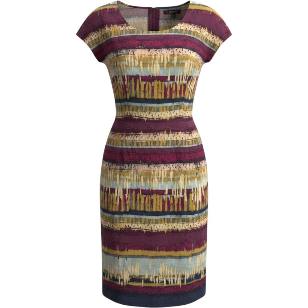 Pendleton Sheath Dress 16 Multi Color Stripe Ikat Cap Sleeve Southwestern Boho